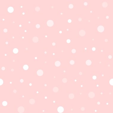 Beyaz lekeli seamless modeli üzerinde pembe bir arka plan meraklı klasik beyaz lekeli Tekstil