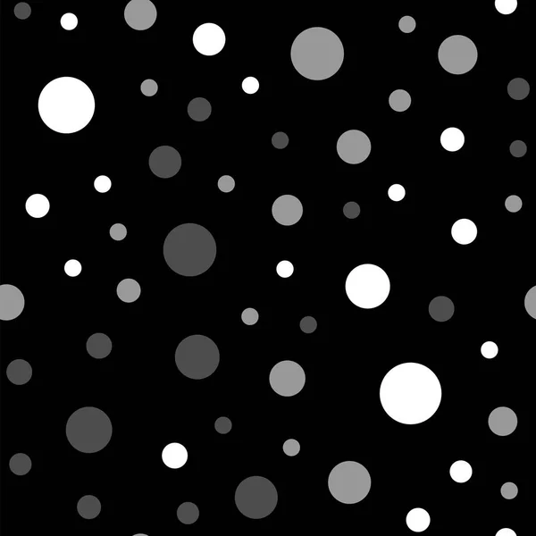 Pois blancs motif sans couture sur fond noir Terrifique classique pois blancs textile — Image vectorielle
