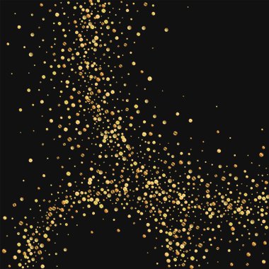 Altın konfeti soyut siyah arka planda vektör çizim daireler.