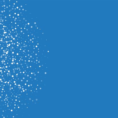 Rasgele düşen beyaz nokta rasgele düşme ile sol yarım daire beyaz nokta üzerinde mavi arka plan vektör