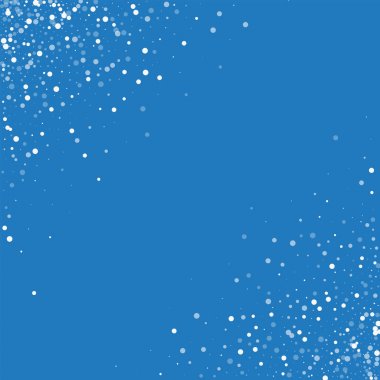 Rasgele düşen beyaz noktalar dağılım rasgele düşme ile soyut köşe beyaz noktalar mavi