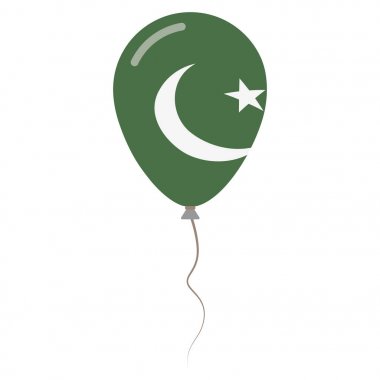 Beyaz arka planda Bağımsızlık günü izole balon Pakistan İslam Cumhuriyeti Ulusal renkler