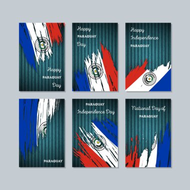 Paraguay Milli Günü ifade fırça darbesi kara günü ulusal bayrak renklerde için vatansever kartları