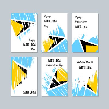 Saint Lucia vatansever kartları Milli Günü ifade fırça darbesi ulusal bayrak renk için