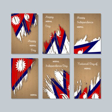 Nepal ulusal gün ifade fırça darbesi kraft ulusal bayrak renk için vatansever kartları