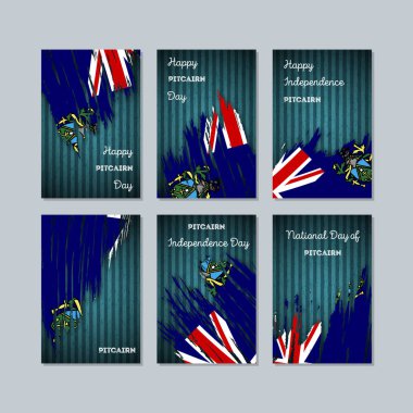 Pitcairn vatansever kartları için Milli Günü ifade fırça darbesi kara günü ulusal bayrak renklerde