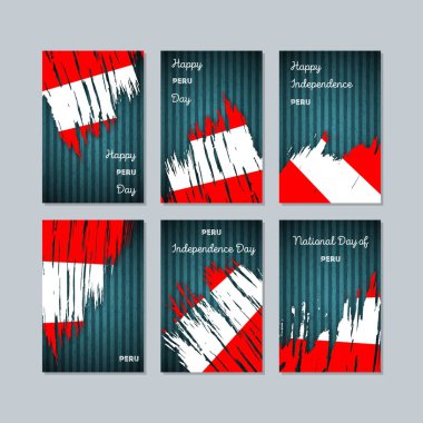 Peru Milli Günü ifade fırça darbesi kara günü ulusal bayrak renklerde için vatansever kartları
