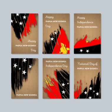 Papua Yeni Gine vatansever kartları için Milli Günü ifade fırça darbesi ulusal bayrak renkleri