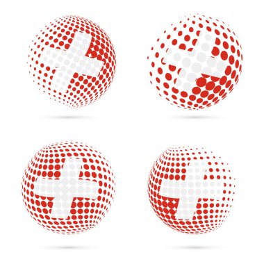 İsviçre yarı ton bayrak vatansever vektör tasarım 3d noktalı resim küre İsviçre'Ulusal ayarla