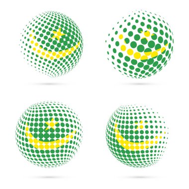 Moritanya yarı ton bayrak vatansever vektör tasarım 3d noktalı resim küre içinde Moritanya Ulusal bayrağını ayarlayın.