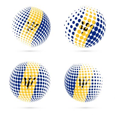 Barbados yarı ton bayrak vatansever vektör tasarım 3d noktalı resim küre içinde Barbados Ulusal bayrağını ayarlayın.