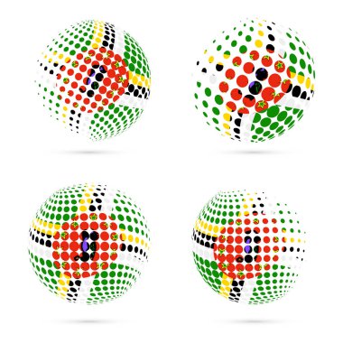 Dominika yarı ton bayrak vatansever vektör tasarım 3d noktalı resim küre içinde Dominika Ulusal bayrağını ayarlayın.