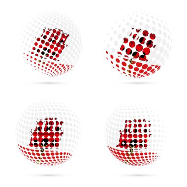 Gibraltar yarı ton bayrak vatansever vektör tasarım 3d noktalı resim küre içinde Gibraltar Ulusal bayrağını ayarlayın.