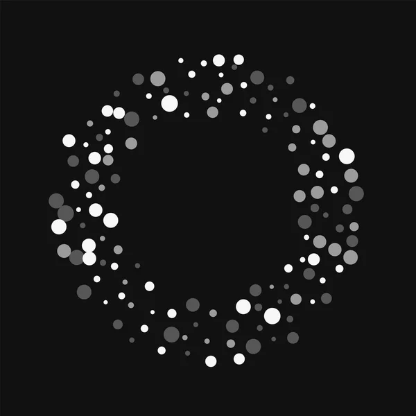 Падіння білі крапки Бублик рамка з падіння білих точок на чорному тлі Векторні ілюстрації — стоковий вектор