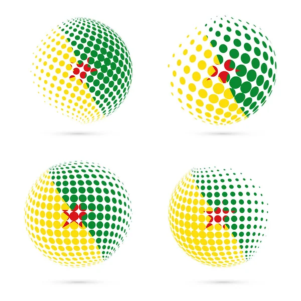Guyana bandera de medio tono conjunto vector patriótico diseño esfera de medio tono 3D en colores de la bandera nacional de Guyana — Vector de stock
