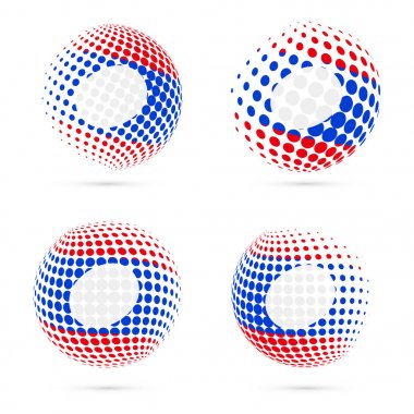 Laos yarı ton bayrak vatansever vektör tasarım 3d noktalı resim küre Laos ulusal bayrak renkleri ayarla.