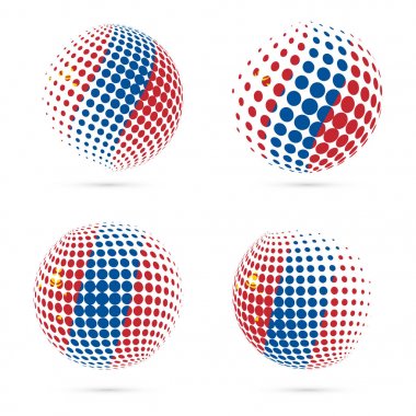 Moğolistan yarı ton bayrak vatansever vektör tasarım 3d noktalı resim küre Moğolistan Ulusal bayrağını ayarla.