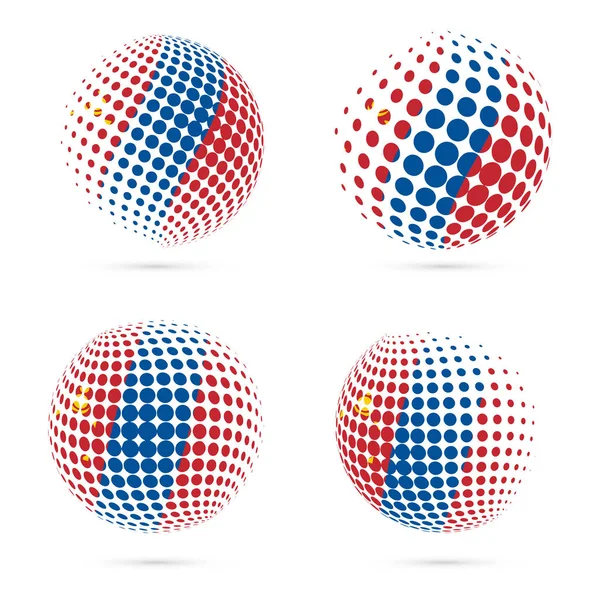 Mongolia bandera de medio tono conjunto vector patriótico diseño esfera de medio tono 3D en Mongolia bandera nacional — Vector de stock