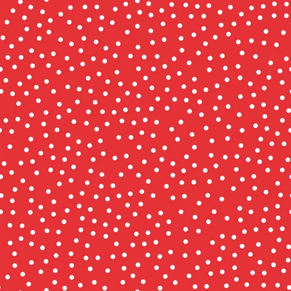 White polka dots seamless pattern on red background Cute classic white polka dots textile pattern — Stock Vector