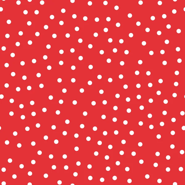 White polka dots seamless pattern on red background Unusual classic white polka dots textile — Stock Vector