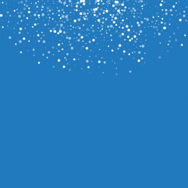 Rasgele düşen beyaz nokta rasgele düşme ile üst yarım daire beyaz nokta üzerinde mavi arka plan vektör