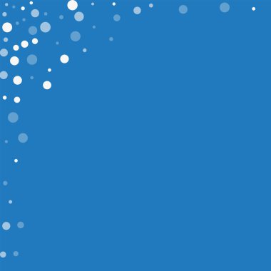 Beyaz noktalar düşen soyut üst köşesindeki beyaz düşen ile nokta mavi renkli vektör yaptı