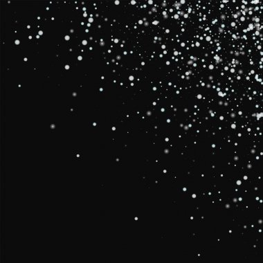 Şaşırtıcı düşen kar dağınık sağ üst köşesindeki inanılmaz yağan kar ile siyah arka plan üzerine