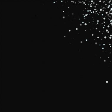 Şaşırtıcı düşen kar sağ üst köşesindeki bir gradyan ile siyah arka plan üzerine şaşırtıcı yağan kar