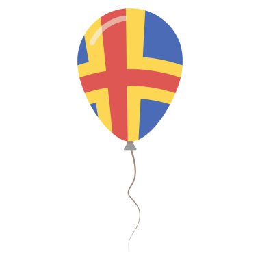Aland Adaları Ulusal renkleri izole balon beyaz arka planda Bağımsızlık günü vatansever