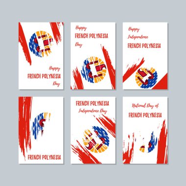 Fransız Polinezyası vatansever kartları için Milli Günü ifade fırça darbesi ulusal bayrak renkleri