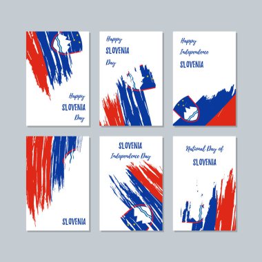 Slovenya vatansever kartları Milli Günü ifade fırça darbesi beyaz Milli bayrak renk için