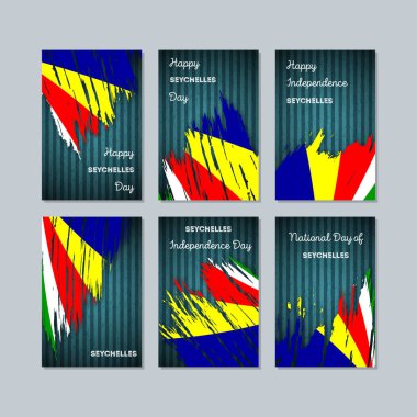 Seyşeller vatansever kartları için Milli Günü ifade fırça darbesi kara günü ulusal bayrak renklerde