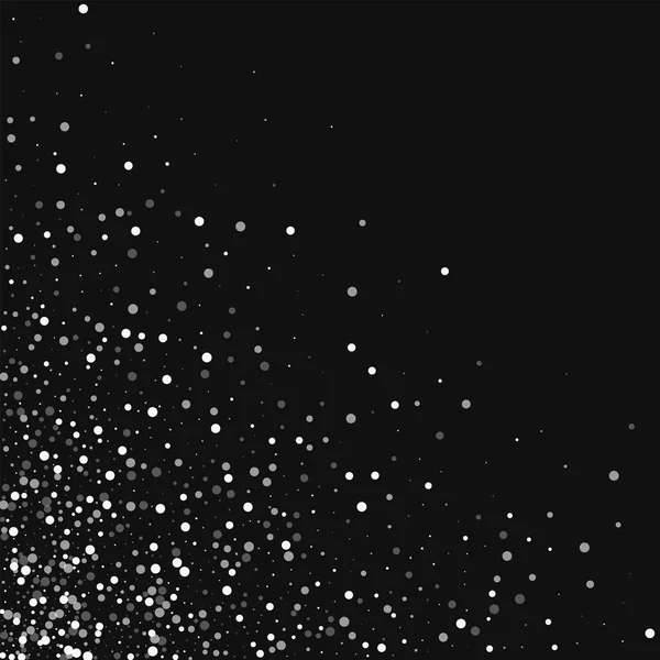 Rasgele düşme ile beyaz köşe noktaları siyah üzerine rastgele düşen beyaz noktalar dağınık alt sol