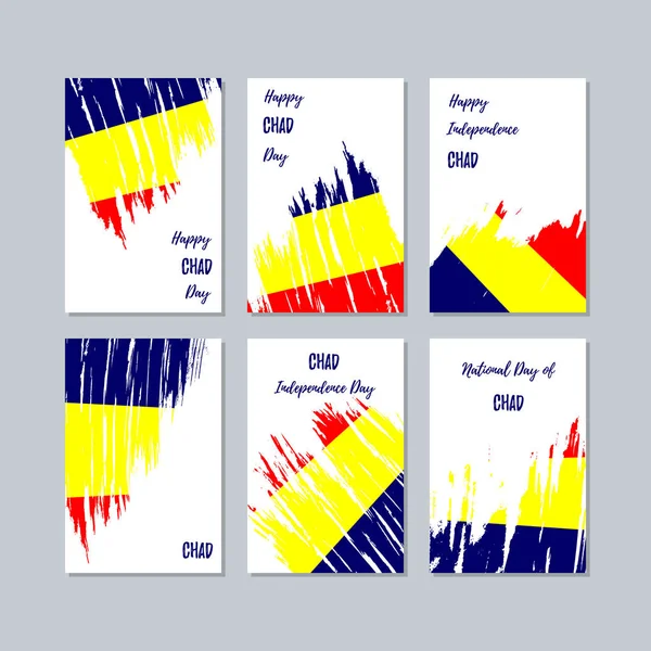 Chad vatansever kartları Milli Günü ifade fırça darbesi ulusal bayrak renk beyaz kartı için