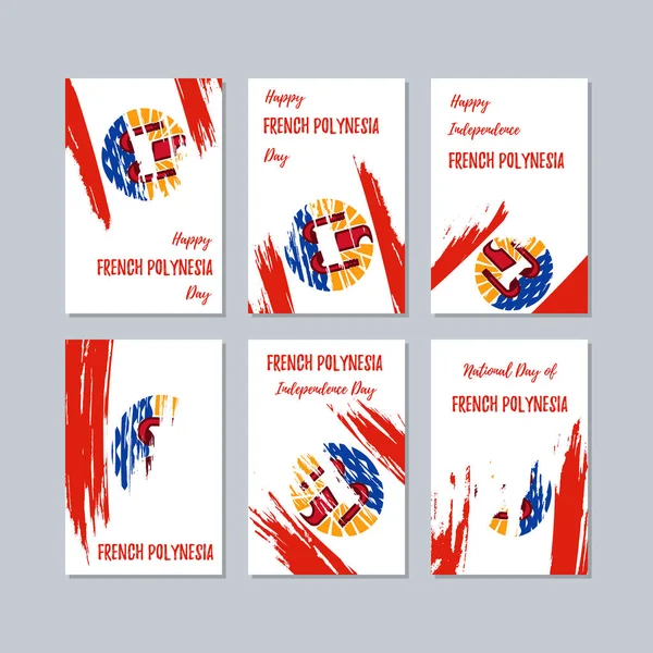 Fransız Polinezyası vatansever kartları için Milli Günü ifade fırça darbesi ulusal bayrak renkleri