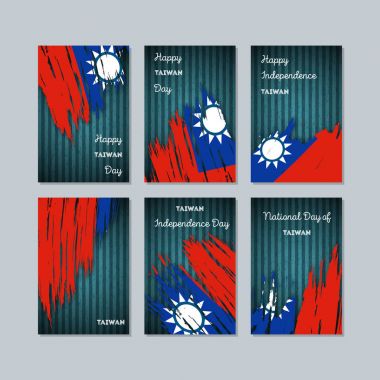 Tayvan vatansever kartları için Milli Günü ifade fırça darbesi kara günü ulusal bayrak renklerde