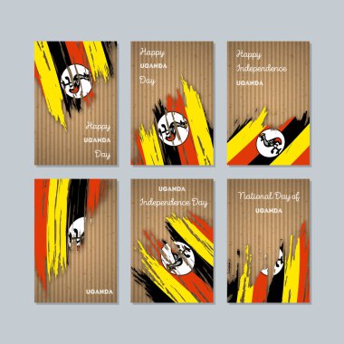 Milli Günü ifade fırça darbesi kraft ulusal bayrak renk için Uganda vatansever kartları