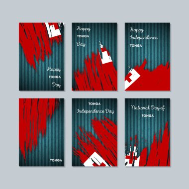 Tonga vatansever kartları için Milli Günü ifade fırça darbesi kara günü ulusal bayrak renklerde