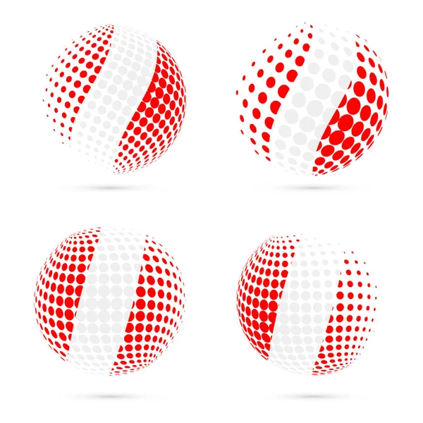 Perú bandera de medio tono conjunto diseño vectorial patriótico esfera de medio tono 3D en Perú colores de la bandera nacional — Vector de stock
