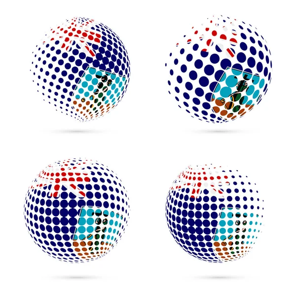 Montserrat bandera de medio tono conjunto vector patriótico diseño esfera de medio tono 3D en Montserrat bandera nacional — Archivo Imágenes Vectoriales