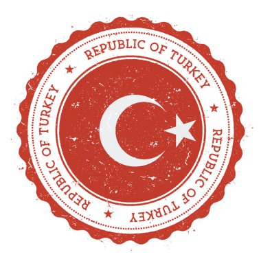 Türkiye bayrak Vintage Grunge lastik damga damga dairesel metin yıldız ve ulusal seyahat