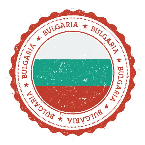 Grunge 橡皮戳与保加利亚国旗复古旅行邮票与圆形文本星星和国家 — 图库矢量图片