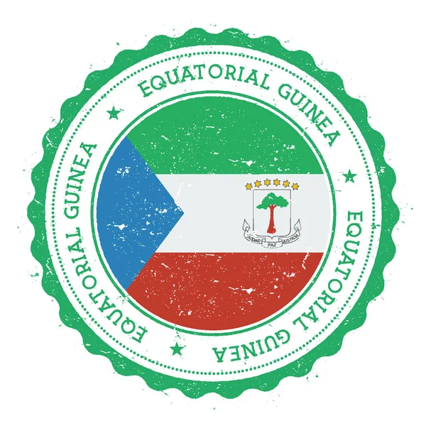 Sello de goma grunge con bandera de Guinea Ecuatorial Sello de viaje vintage con estrellas de texto circular y — Vector de stock
