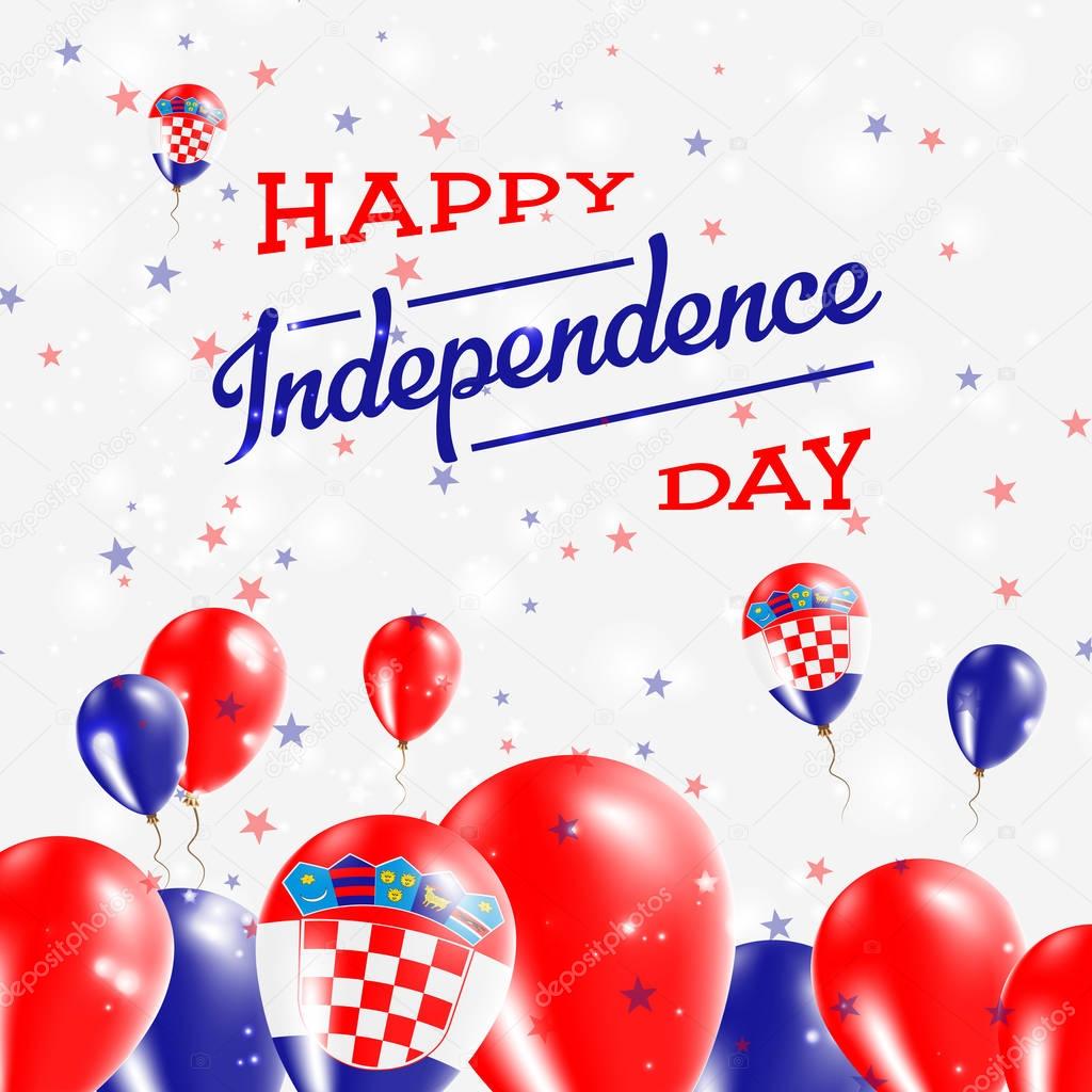Croatia Independence Day Patriotic Design Balloons in National Colors of the Country Happy