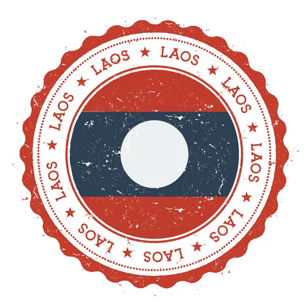 Grunge lastik damgası ile Lao Demokratik Halk Cumhuriyeti bayrağı Vintage seyahat damga ile daire