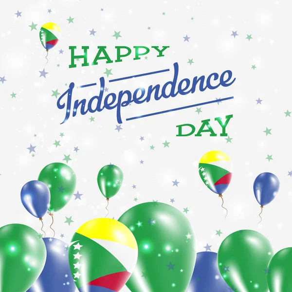 Dia da Independência das Comores Balões de Design Patriótico nas Cores Nacionais do País Feliz —  Vetores de Stock