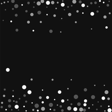 Siyah arka plan vektör düşen beyaz noktalar düşme ile dağınık sınır beyaz noktalar