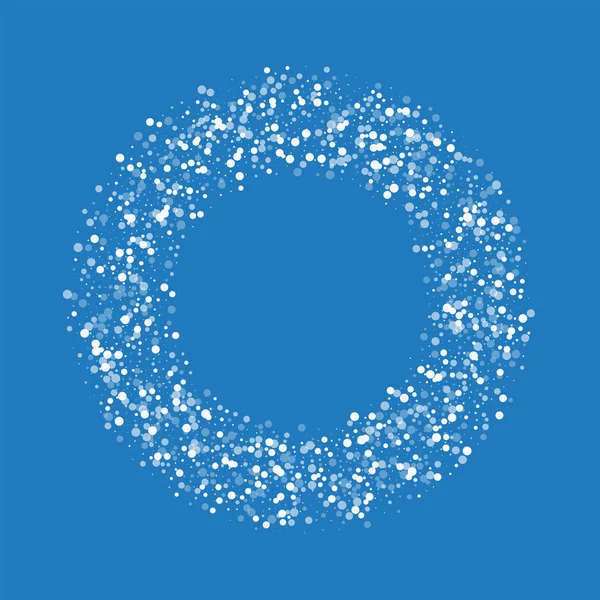 Rasgele düşen beyaz nokta simit rasgele düşme ile beyaz çerçeve nokta üzerinde mavi arka plan vektör