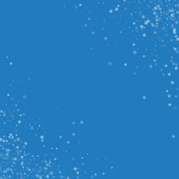 Bela neve Dispersão borda encurralada no fundo azul Ilustração vetorial — Vetor de Stock
