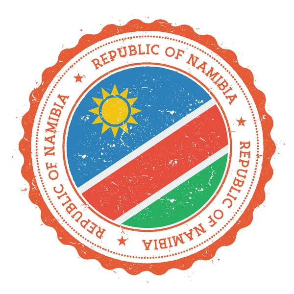 Sello de goma grunge con bandera de Namibia Sello de viaje vintage con estrellas de texto circular y nacional — Archivo Imágenes Vectoriales